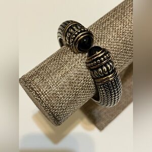Gold and Silver Textured Cuff Bracelet